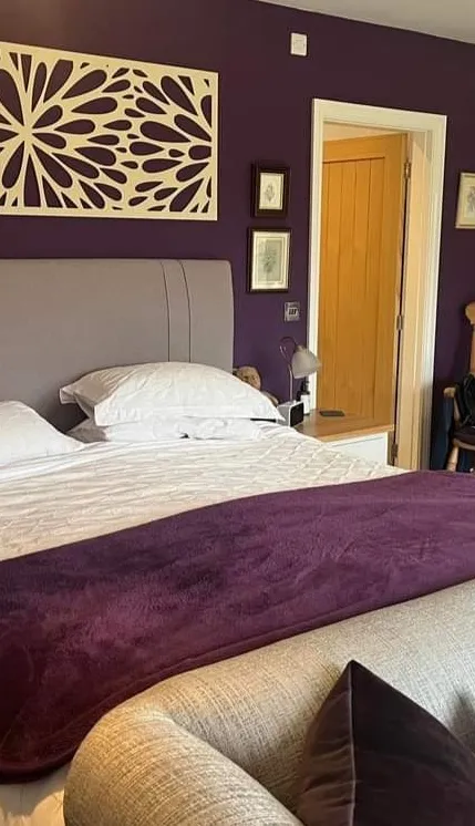 White and purple bed White and purple bed